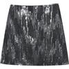 Generico Minigonna Paillettes Donna Gonna Tulle Bling Tutu Aderente Irregolare Gonne Elasticizzata Outfit con Minigonne Costume Corta