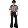 Generisch Set di costumi da discoteca da uomo con glitter anni '70 anni '70, set da 2 pezzi, camicia hippie e pantaloni a zampa, costume da carnevale e feste a tema, con paillettes, multicolore, M
