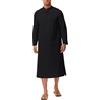 LVCBL Uomo Kafta Scollo A Manica Lunga Caftano Uomo Lungo Bottone Alto Thobe Mens Spalato, Nero , M
