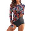 WOWENY Rashguard - Maglietta da Nuoto da Donna, a Maniche Lunghe, con Zip a 1/4, Pb, M