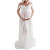 vewoza Abito premaman per fotografia Chiffon Off-Spalla Elegante Abito Anteriore Spacco Lungo Abiti Gravidanza per Photoshoot