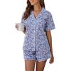 LUBOT Pigiama Donna in Cotone Leggero Estivo 100% Tessuto - Completo 2 Pezzi Maniche Corta e Lunga con Bottoni, Anti-Sgualcitura & Traspirante, per Notte e Casa