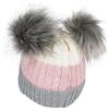 styleBREAKER Berretto a Righe per Bambini con 2 PON PON,Grigio-Rosa Antico-