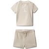 Calvin Klein Newborn 2Pc Knit Short Set GREY (Oatmeal 13-0401 Tcx) 12 Month