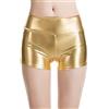 YUDATPG - Pantaloncini corti da donna in metallo lucido riflettenti, hot pants, fondo per rave, a vita alta, intimo per discoteca, outfit da festa, Oro, XXL