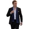 LA FERANI Sciarpa da Uomo 100% Seta Chiffon 180 x 80 cm Tinta Unita per Abito Blu Scuro, Panno di Seta Stola Business Style Regalo per Lui, Bianco