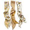 LumiSyne 3 Pezzi Sciarpa Di Seta Stretta Donna Ragazze Lungo Sottile Fazzoletto Da Collo Retro Fresco Stampa Floreale Motivo a Pois Scacchiera Nastro Sciarpa In Raso Copricapo Fascia Per Capelli