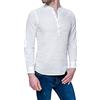 Evoga Camicia di Lino Uomo Serafino Estiva Casual con Collo alla Coreana (as6, Alpha, l, Regular, Regular, Bianco, L)