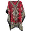 HCZ Kaftan - Vestito estivo da donna, a maniche corte, taglia unica, prodotto in India, rosso, taglia unica