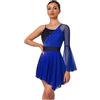 Zaldita Vestito da Ballo Lirico Moderno Donna Orlo Irregolare Abito da Pattinaggio Artistico Manica Svasata con Strass Vestito da Danza Sala Standard Valzer Balletto