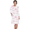 e.Femme® Camicia da Notte da Donna Kate 1029, a Maniche Lunghe, in 100% Cotone, Ortensie Rosa, 42