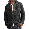Generic Cardigan da uomo lavorato a maglia, maglione lavorato a maglia a trecce, maglieria con colletto a scialle con bottoni, giacca a maniche lunghe spessa, capispalla invernale termica grossa, cappotto