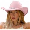 DRESHOW Cappello da Cowboy Donna e Uomo Cappelli Western da Cowboy e Cowgirl a Tesa Larga con Mattoni a Forma di Diamante Cappelli Fedora in Feltro Arrotolati Unisex