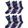 Fontana Calze, 12 paia di calze bambino/a ragazzo/a in caldo cotone elasticizzato. Prodotto Italiano (35-38, 12 A Righe2)