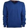 RE DEL MARE Pullover Uomo Manica Lunga Scollo A V Cotone Nido d'Ape Made in Italy