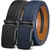 KEMISANT Cintura Uomo 2 Pezzi, Cintura Uomo Pelle Cricchetto Automatica Fibbia 35mm,Trim Regolabile per Adattars(Nero/Blu Violaceo-130cm/38-44vita regolabile)