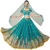 ZYACTU Danza del Ventre da Donna Aladino Jasmine Principessa Dress Up Party Halloween Performance Costumi Cosplay Abiti Tag 07 M-Verde Scuro
