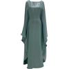 KBOPLEMQ Ramadan Eid Satin Donna Robe Pipistrello Farfalla Abaya Dubai Luxury Musulmano Maxi Vestito da preghiera Ramadan Vestito da festa Glitter Panno Girocollo Robe, O verde, S