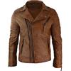 Infinity Leather Infinity Giacca Aderente da Uomo in Vera Pelle e Zip Laterale Biker Retro Vintage