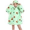 JOREAY Coperta oversize per bambini, con cappuccio, in pile Sherpa con simpatico animale, coperta indossabile con cappuccio per bambini, adolescenti, soffice gigante, comoda felpa con cappuccio, Avocado,