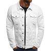 F6QUM Giacca di jeans da uomo Button Down Slim fit tinta unita manica lunga casual shacket jeans cappotto con patta tasca