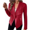 Cicilin Giacca da donna in finta pelle scamosciata, aperta sul davanti, a maniche lunghe, casual, cardigan, giacca blazer, Vino rosso, M