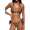 Cupshe Set Bikini Due Pezzi Costume da Bagno con Scollo a V, Fondo Reversibile, Halter, con Fibbia Auto-Allacciata, L
