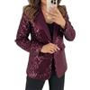 Juankrynord Blazer da Donna alla moda primavera/autunno con paillettes stile business studio professionale blazer scintillante a maniche lunghe con revers a un bottone (Viola,XL)