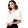 Powerking Sciarpa lunga da donna in pelliccia sintetica con colletto, scaldacollo per il collo, scialle avvolgente per il freddo inverno, stola per la festa, bianco, Etichettalia unica