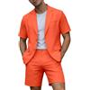 Generico Abito Uomo Elegante Completo 2 Pezzi con Blazer Maniche Corta Leggero e Pantaloncini Baggy Abiti da Cerimonia Estivo Casual per Matrimonio Lavoro Ufficio Uscire Festa,