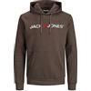 JACK & JONES Felpa con Cappuccio da Uomo con Logo, Marrone (Latch/Reg Fit), M (EU) Uomo