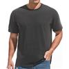 VEIISAR T-shirt da uomo pesante, girocollo, 100% cotone, 250 g/m², spessa, effetto invecchiato, da uomo, nero, 3XL