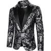 Vhersily Blazer da Uomo in Velluto di Lusso Giacca Abito Slim Fit Floreale Moda Chic Jackets per Matrimonio Balli con Un Bottone Suit Jacket Formale for Business Evening Lavoro, Versatili per Look