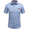 COOFANDY Camicia Uomo Manica Corta Jeans Camicie Estiva Casual Slim Fit in Cotone Camicia Elegante Ufficio con Bottoni Leggera Traspirante