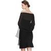 BEAUTELICATE Scialle Stola Donna Elegante Chiffon Coprispalle Sciarpa Estivo per Cerimonia Matrimonio Sposa Festa (Black - Plus Size, Taglia unica)