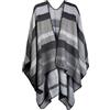 styleBREAKER Poncho Donna a Righe | Taglia Unica,Nero-Grigio