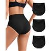 INNERSY Slip Donna Senza Cuciture Nero Vita Alta Mutande Microfibra Culotte Elastico Pacco da 3 (XL, 3 Nero Classico)