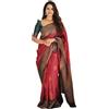 Jaanvi Women's Indian Banarasi Silk Zari Work Saree With Unstitched Blouse Piece