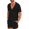 Bauzuoyo Set Pigiama da Uomo Trasparente in Mesh Pigiama Corto Sexy Biancheria da Notte Camicia con Bottoni a Maniche Corte Top Boxer Shorts Estivo Sleepwear Completo Tempo Libero Comodo Tuta Sportiva