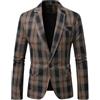Duohropke Blazer Uomo - Giacca a Quadri, Elegante Blazer da Uomo, Moderna Anzugjacke per Business, Primavera, Tempo Libero, Sakko con 1 Chiusura a Bottone, Slim Fit, Blazer Casual, marrone, L