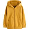 NEXT Ragazzo Felpa Tinta Unita con Cappuccio e Zip ocra | Giallo, 12 Anni, Zip Through, Lavabile in lavatrice