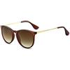 SUNGAIT Tondi Vintage Occhiali da Sole per Donna Uomo Classic Retro Designer Stile (Marrone Telaio di Rivestimento Opaco/Lenti Sfumate Marroni) -SGT567 CKSC