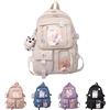 BomKra Zaino Kawaii con distintivi a spillo, borsa da scuola estetica di grande capacità per ragazze adolescenti multi tasca borsa da scuola preppy con accessori carini