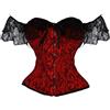 OPLERT Top corsetto con maniche in pizzo per donna, intimo modellante vintage floreale, top bustier con corsetto a seno intero