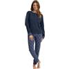 Galeone - Biancheria e Tessuti Pigiama Donna Blu Denim in Tessuto Punto Milano Pigiama Donna Invernale Confortevole Pigiamone Donna Morbido Ed Elastico Pigiami da Donna Linea Prestige