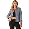 Allegra K - Giacca da donna in finta pelle scamosciata, grigio, M