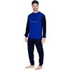 GIVOVA Pigiama Lungo Maschile in Caldo Cotone, Tuta Homewear Uomo da Casa, Vari Modelli (IT, Testo, L, Regular, Regular, GI587-Royal/Blu)