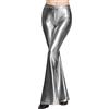 Generisch Pantaloni a zampa da donna con brillantini, a vita alta, eleganti, per il tempo libero, con brillantini, per discoteca, per discoteca, per danza hippie con paillettes