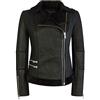 Infinity Leather Infinity Giacca Vero Montone Morino da Donna Corta Aderente con Zip Nera Chiodo Nero S - 10
