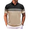 MakingDa Polo da uomo a maniche corte a righe orizzontali a blocchi di colore estive, vestibilità regolare, con bottoni, colletto classico, camicie casual per il golf e il lavoro, magliette leggere